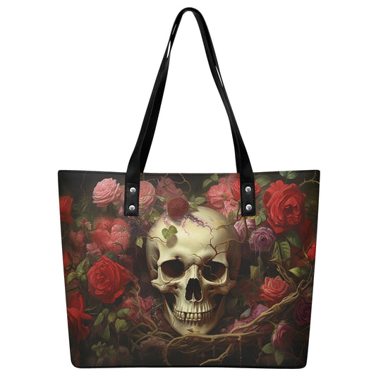 Neduz Elegant Leather Tote | Chic Waterproof Handbag | Gothic Skull Purse