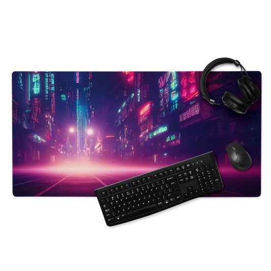 36″×18″ 1 Neon Nights Blur Gaming mouse pad