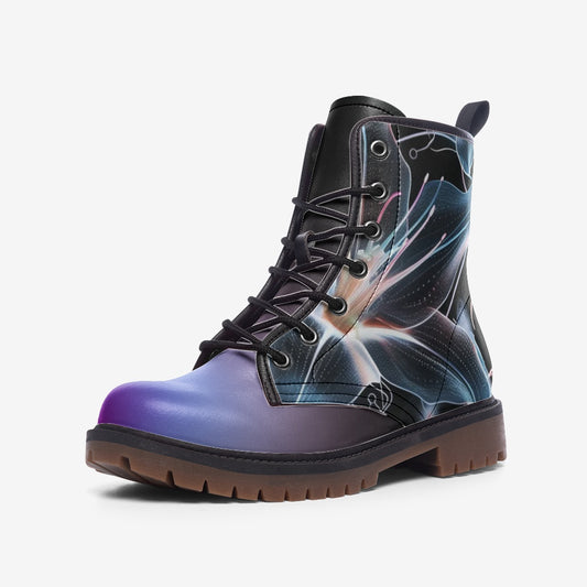 Neduz Bioluminescent Flowers Casual Leather Lightweight Boots MT - Comfortable Wide Fit with Rubber Sole