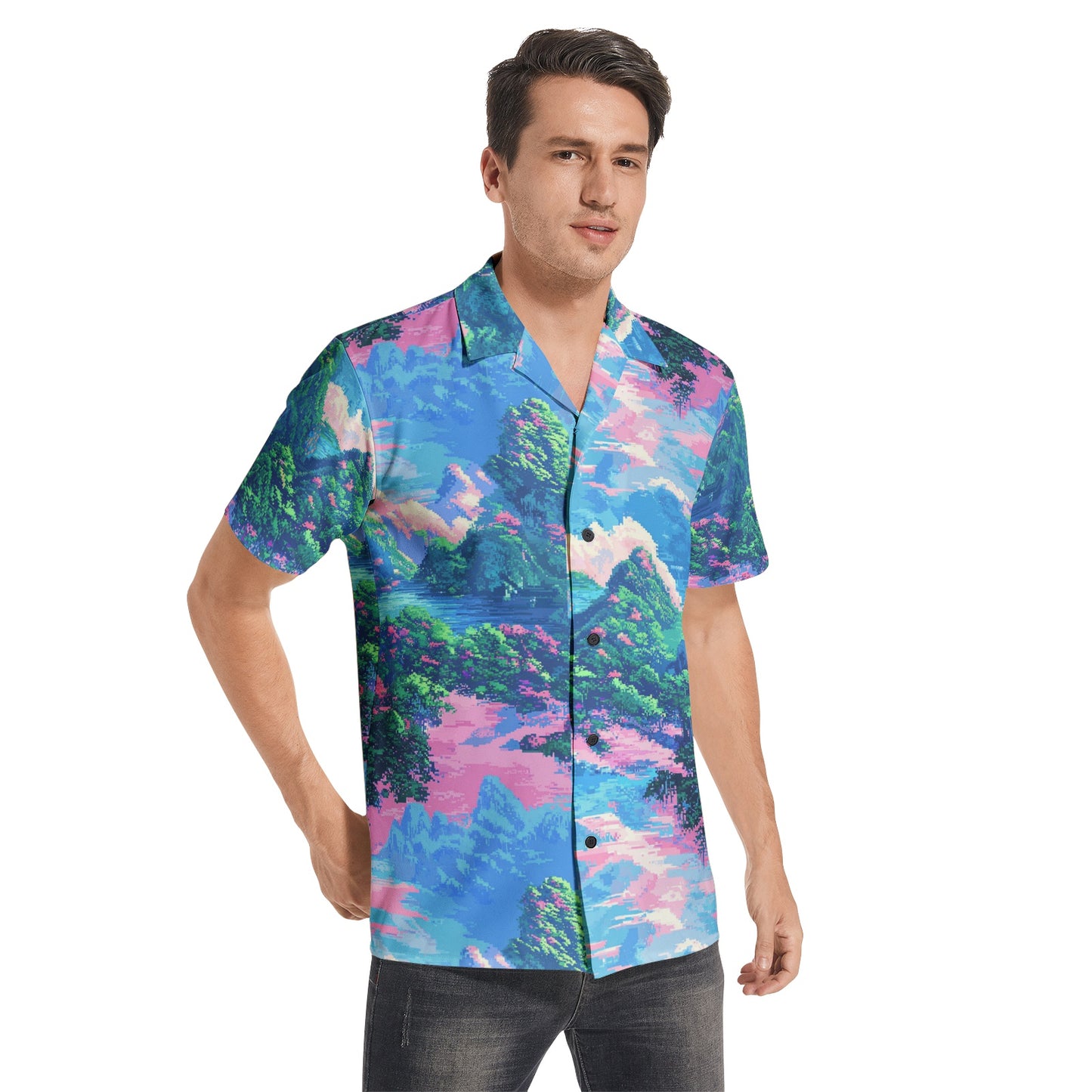 Neduz Men's Pixel Paradise Short Sleeve Shirt