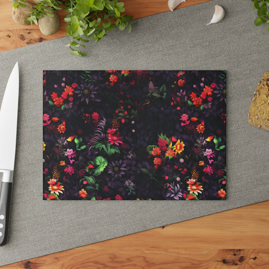 Neduz Designs Artified Floral Glass Cutting Board - Durable and Stylish Kitchen Essential