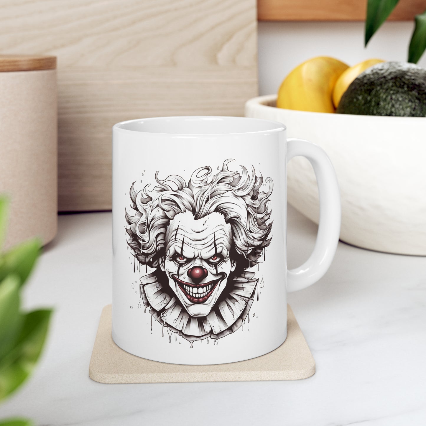 Neduz Dark Lore Clown Ceramic Mug 11oz: Sip Your Coffee with a Twist of Terror