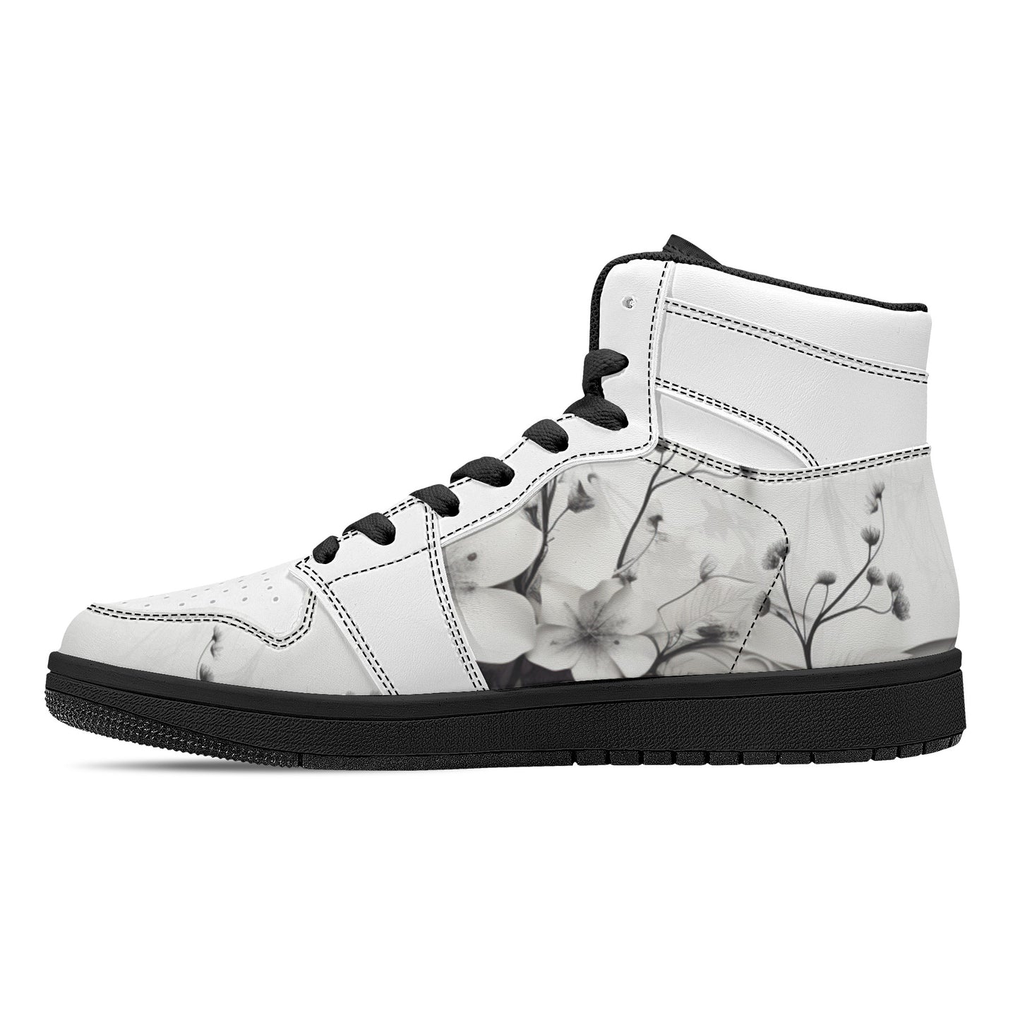 Neduz BL Flora Mens Black High Top Leather Sneakers