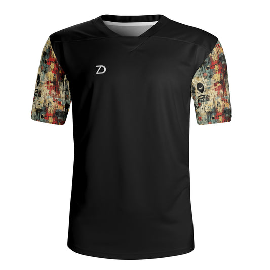Mens Grunge Workout Jersey: Stylish and Comfortable Workout Shirt with Grunge Art Sleeves