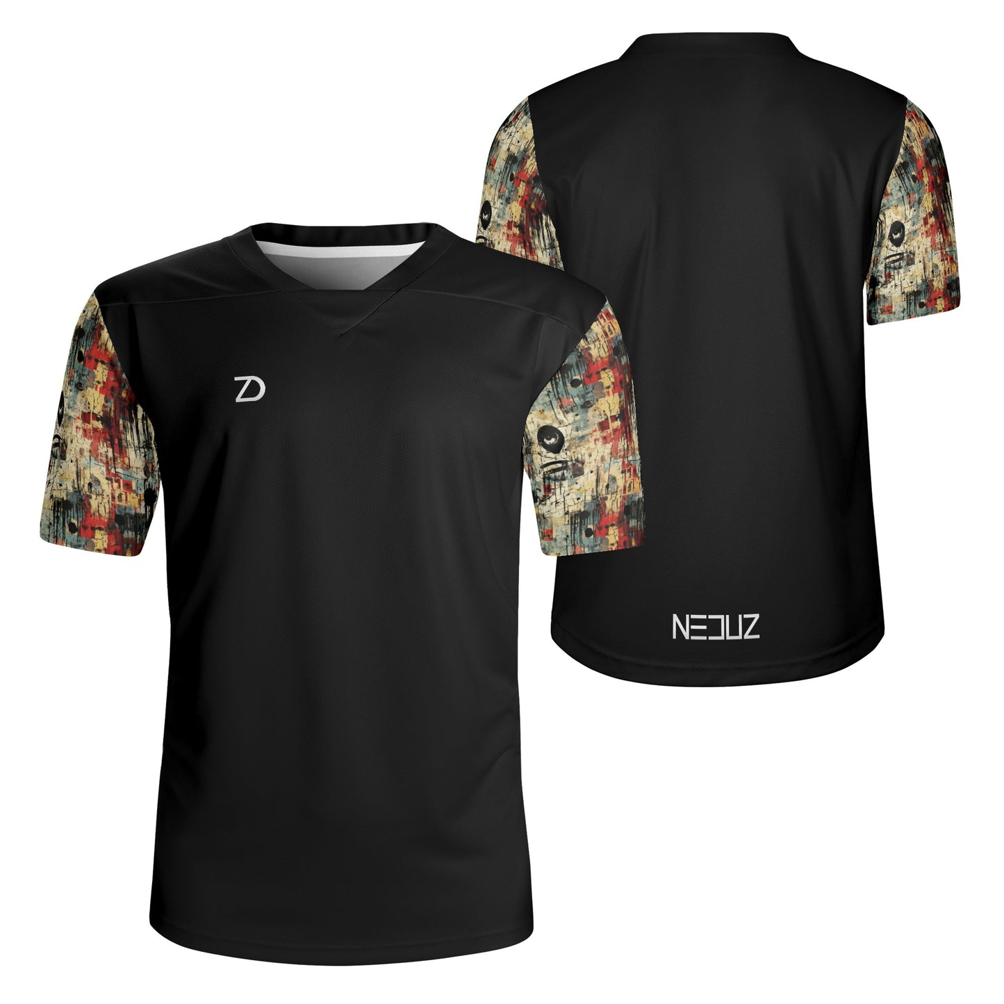 Mens Grunge Workout Jersey: Stylish and Comfortable Workout Shirt with Grunge Art Sleeves