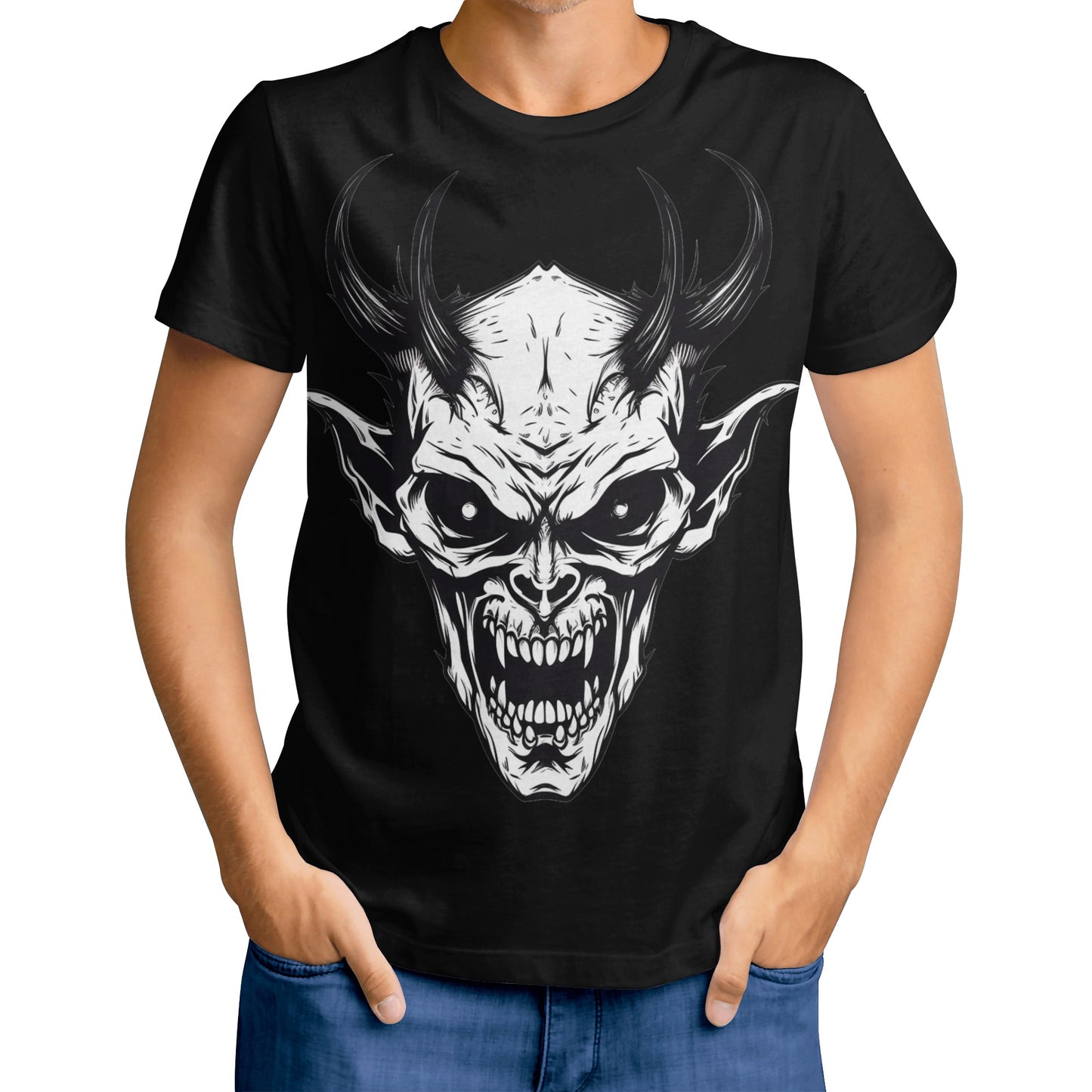 Neduz Mens Dark Lore Demon White T-shirt