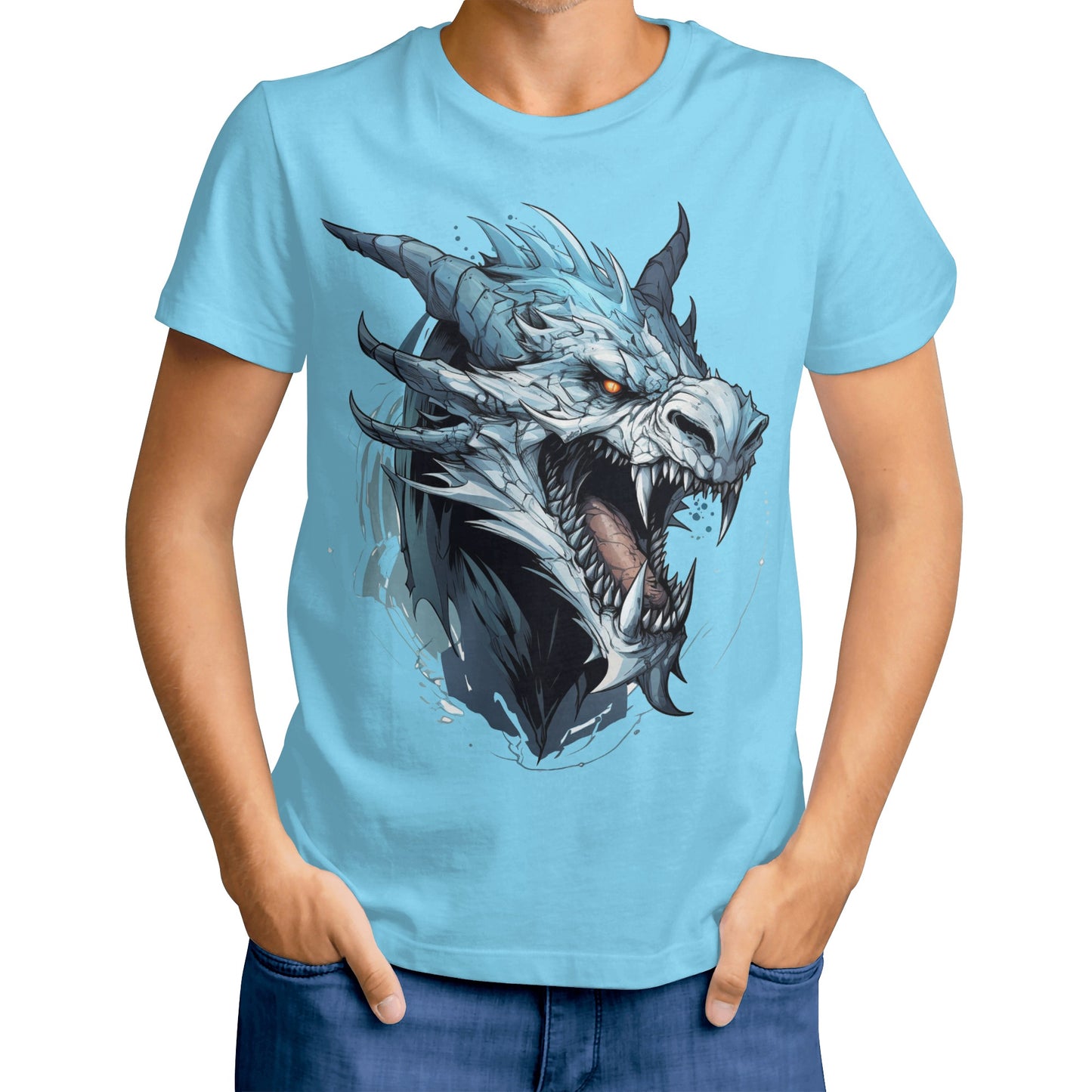 Neduz Mens Dark Lore Dragon Blue T-shirt