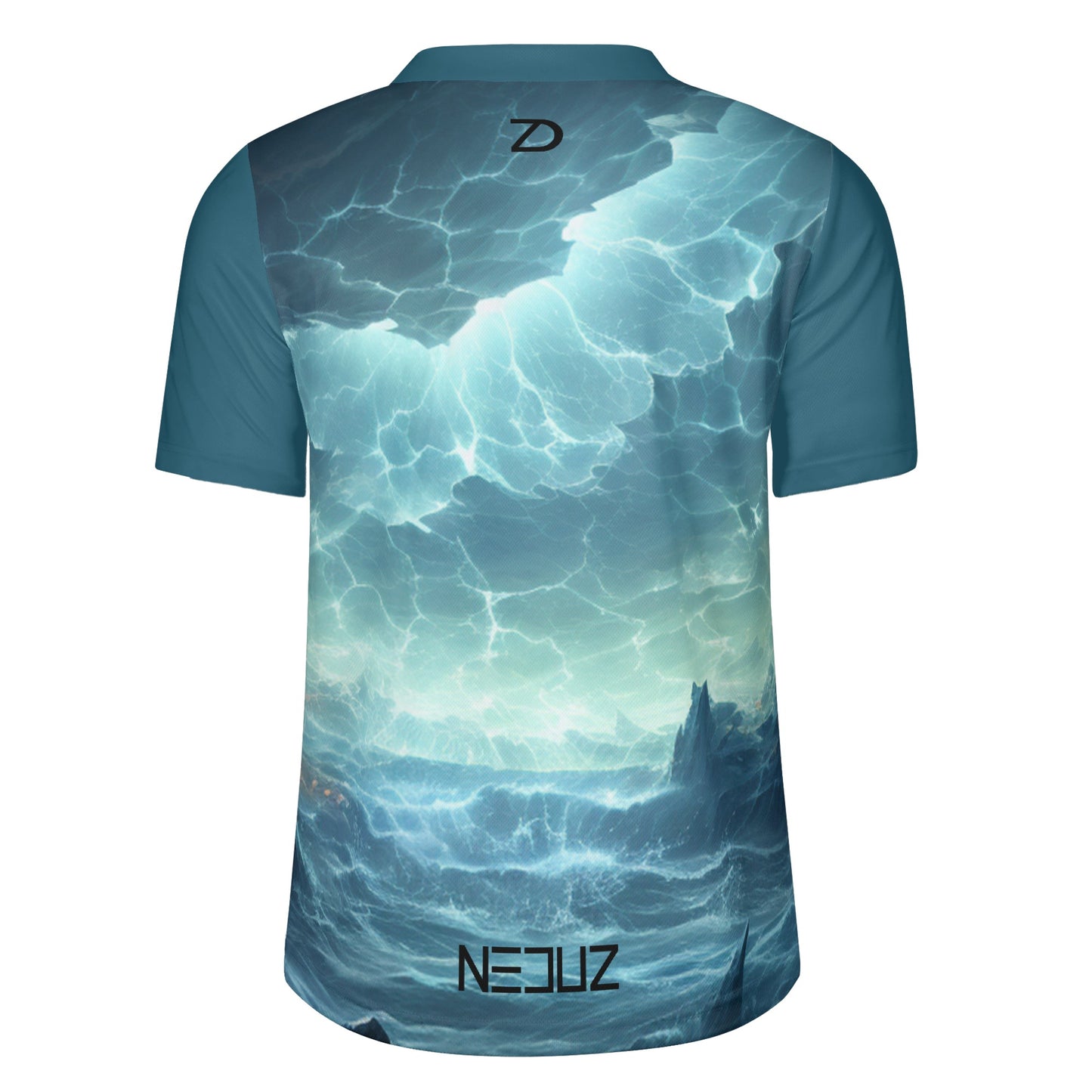 Neduz Mens Oceanic Workout Jersey - Lightweight and Breathable Short Sleeve V-Neck Shirt for Sports, Daily Wear, and More