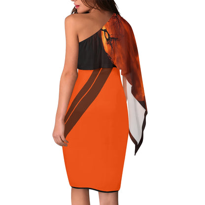 Neduz Womens Crimson Sun Long Sleeve One Shoulder Party Dress: Turn Heads at Your Next Event