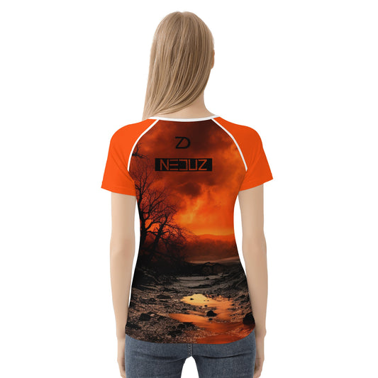 Neduz Womens Crimson Sun T-shirt: Show Off Your Style with Our Unique and High-Quality Design