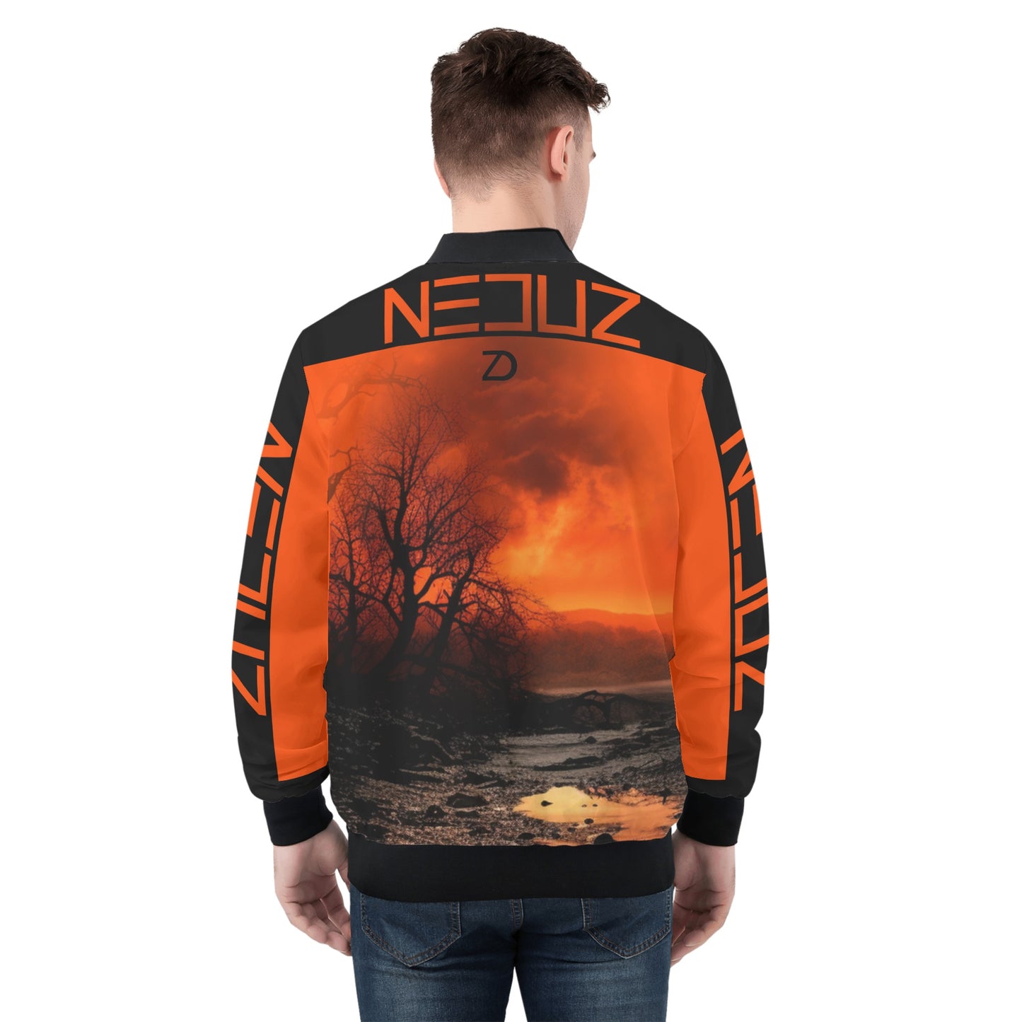 Neduz Mens Crimson Sun Zip Up Bomber Jacket: Show Off Your Style and Stay Warm with Our Unique and High-Quality Design