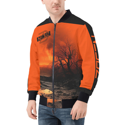 Neduz Mens Crimson Sun Zip Up Bomber Jacket: Show Off Your Style and Stay Warm with Our Unique and High-Quality Design