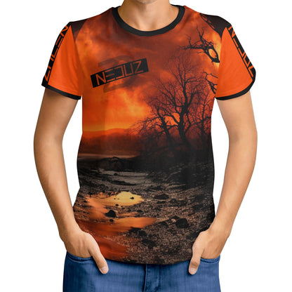 Neduz Mens Crimson Sun T-shirt: Stand Out from the Crowd with Our Unique and Handmade Design