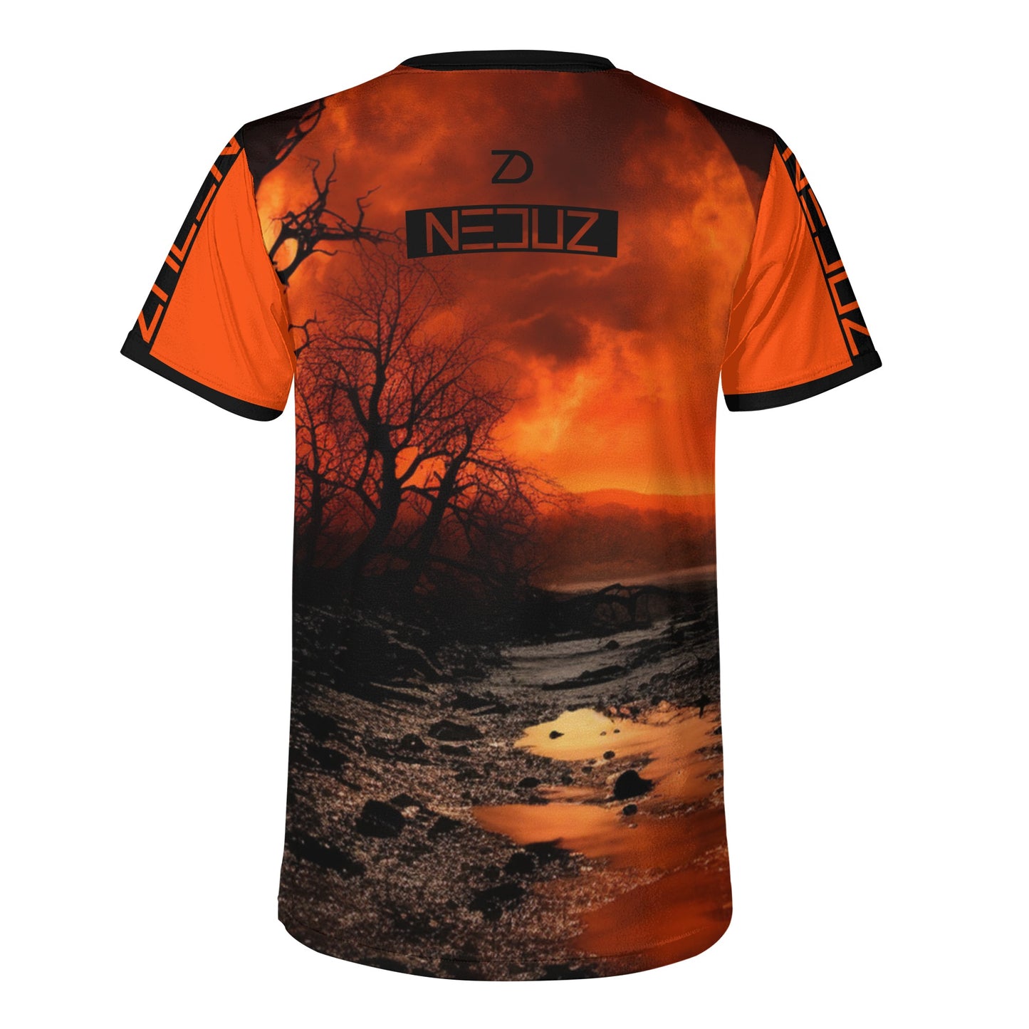 Neduz Mens Crimson Sun T-shirt: Stand Out from the Crowd with Our Unique and Handmade Design