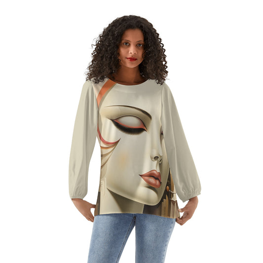 Neduz Womens Peace of Mind Long-Sleeve Chiffon Blouse: Flowy and Feminine for Any Occasion