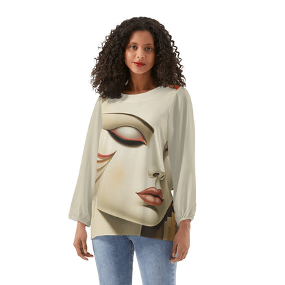 Neduz Womens Peace of Mind Long-Sleeve Chiffon Blouse: Flowy and Feminine for Any Occasion