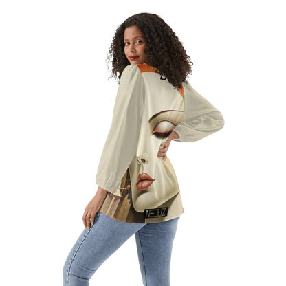 Neduz Womens Peace of Mind Long-Sleeve Chiffon Blouse: Flowy and Feminine for Any Occasion