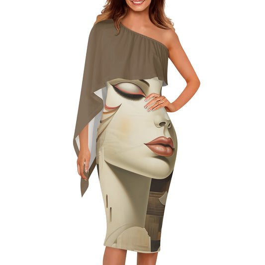 Neduz Womens Art Deco Long Sleeve One Shoulder Party Dress: Show Off Your Style and Elegance with Our Unique Design
