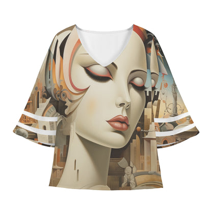 Neduz Womens Art Deco Puff Sleeve Blouse: Add a Touch of Elegance to Your Wardrobe