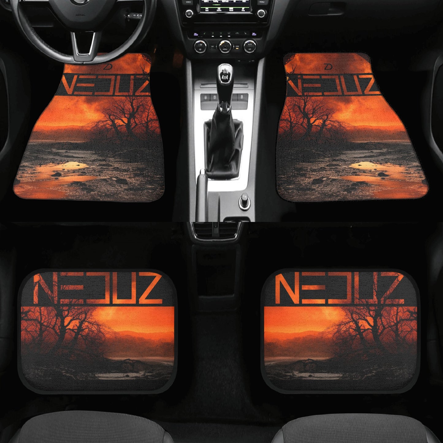 Neduz Crimson Sun Back and Front Car Floor Mats: Upgrade Your Car Interior with Style and Protection