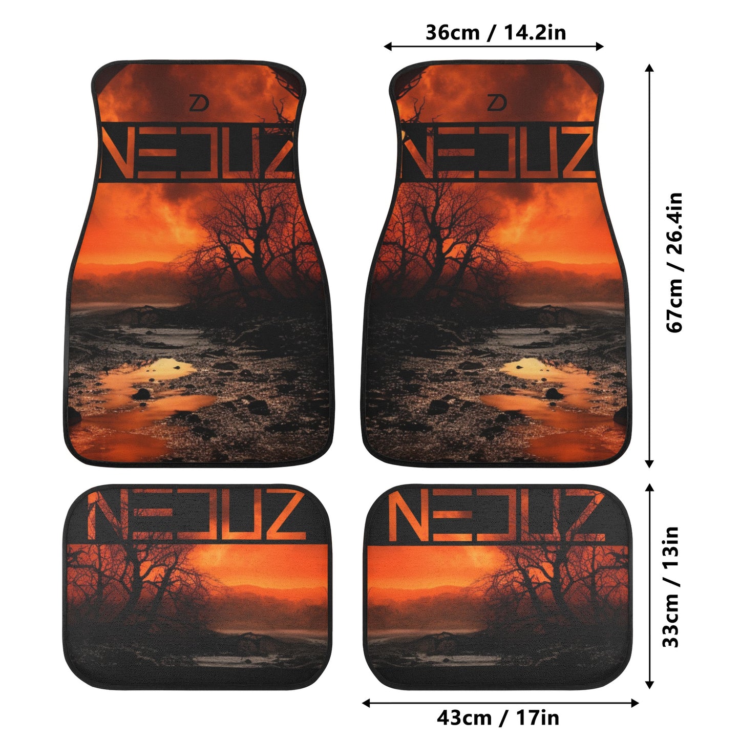 Neduz Crimson Sun Back and Front Car Floor Mats: Upgrade Your Car Interior with Style and Protection