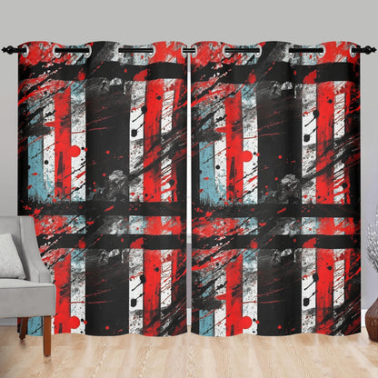 Neduz Red and Black Grunge Home Curtain 132X213 CM: Add a Touch of Edge to Your Home