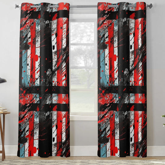 Neduz Red and Black Grunge Home Curtain 132X213 CM: Add a Touch of Edge to Your Home