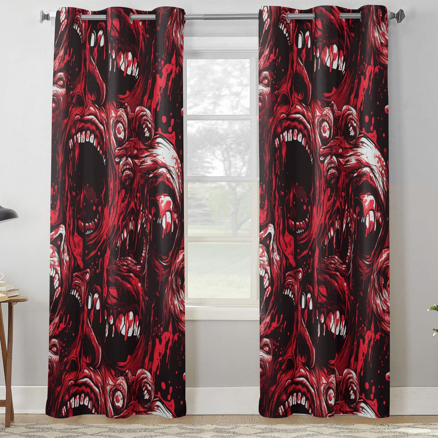 Neduz Horror Distorted Faces Home Curtain 132X213 CM: Add a Touch of Terror to Your Home