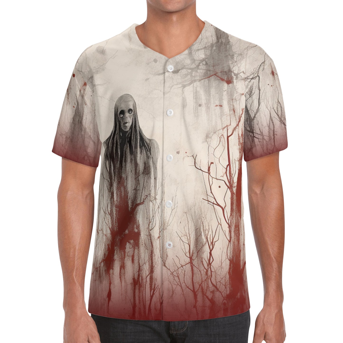 Neduz Mens Horror Spooky Short Sleeve Baseball Jersey: Stay Spooky and Stylish on the Field or in the Stands
