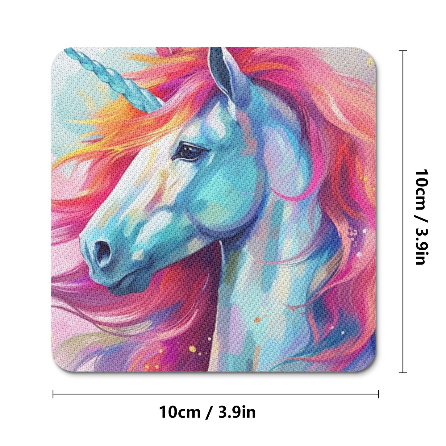 Neduz Enchanting Unicorn Palette 4-Piece Rubber Coaster Set