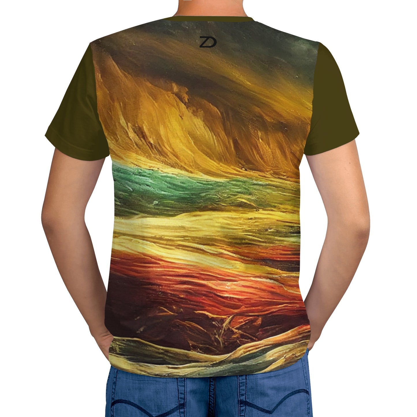 Neduz Mens Abstract Art Colorful Tsunami T-shirt