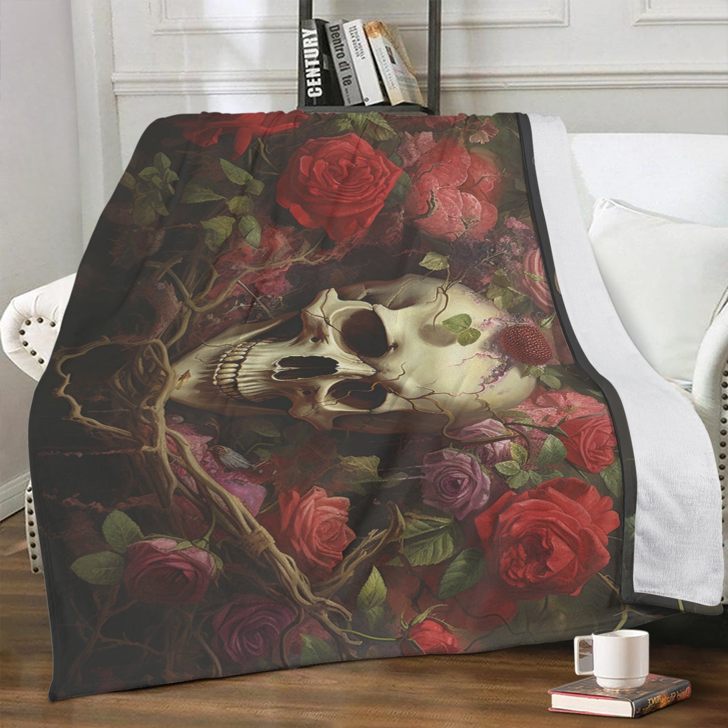 Neduz Rose Skull Gothic Art Luxe Suede Blanket | Cozy Home Accents