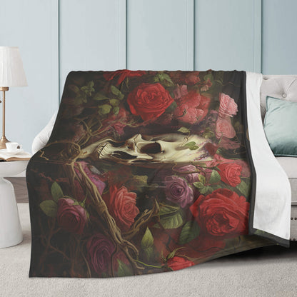 Neduz Rose Skull Gothic Art Luxe Suede Blanket | Cozy Home Accents