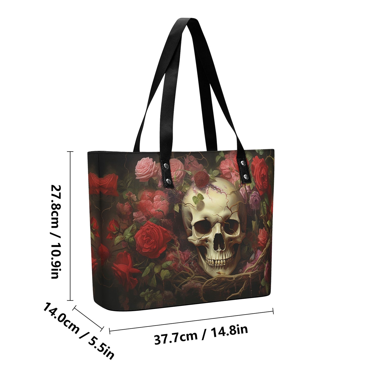 Neduz Elegant Leather Tote | Chic Waterproof Handbag | Gothic Skull Purse