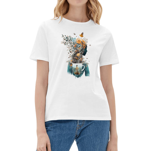 Cup of Life Cotton T-Shirt for Women - Dual-Sided Print, Comfortable & Stylish