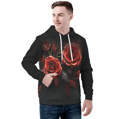 Neduz Designs Mens Hoodie with Rose Print - Comfortable and Warm Daily Wear