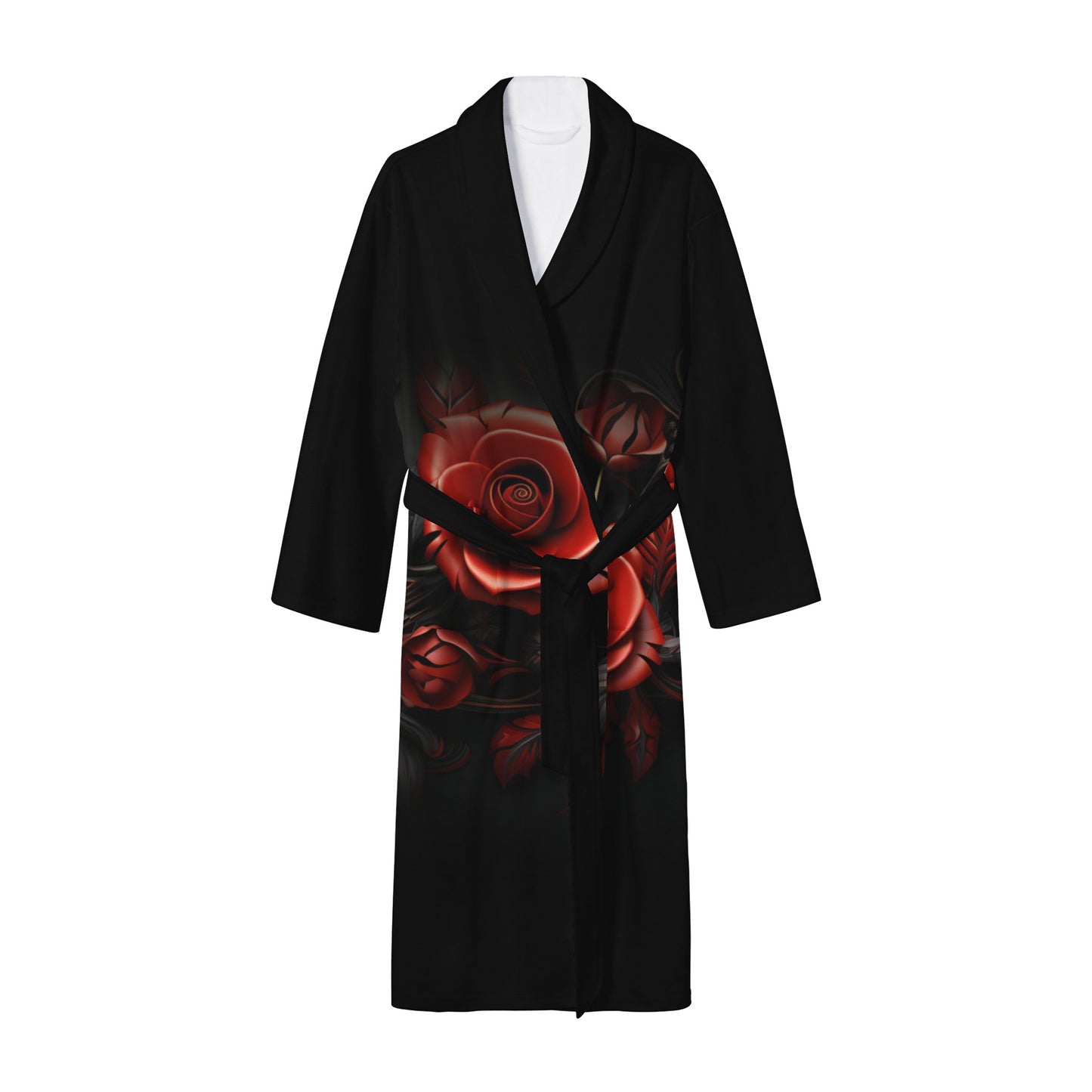 Neduz Designs Womens Bathrobe - Luxurious Rose Print Flannel, Midcalf Length