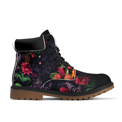 Artified Collection Womens Floral Print Leather All-Season Boots - Neduz Designs, Brown Outsole, Eco-Friendly