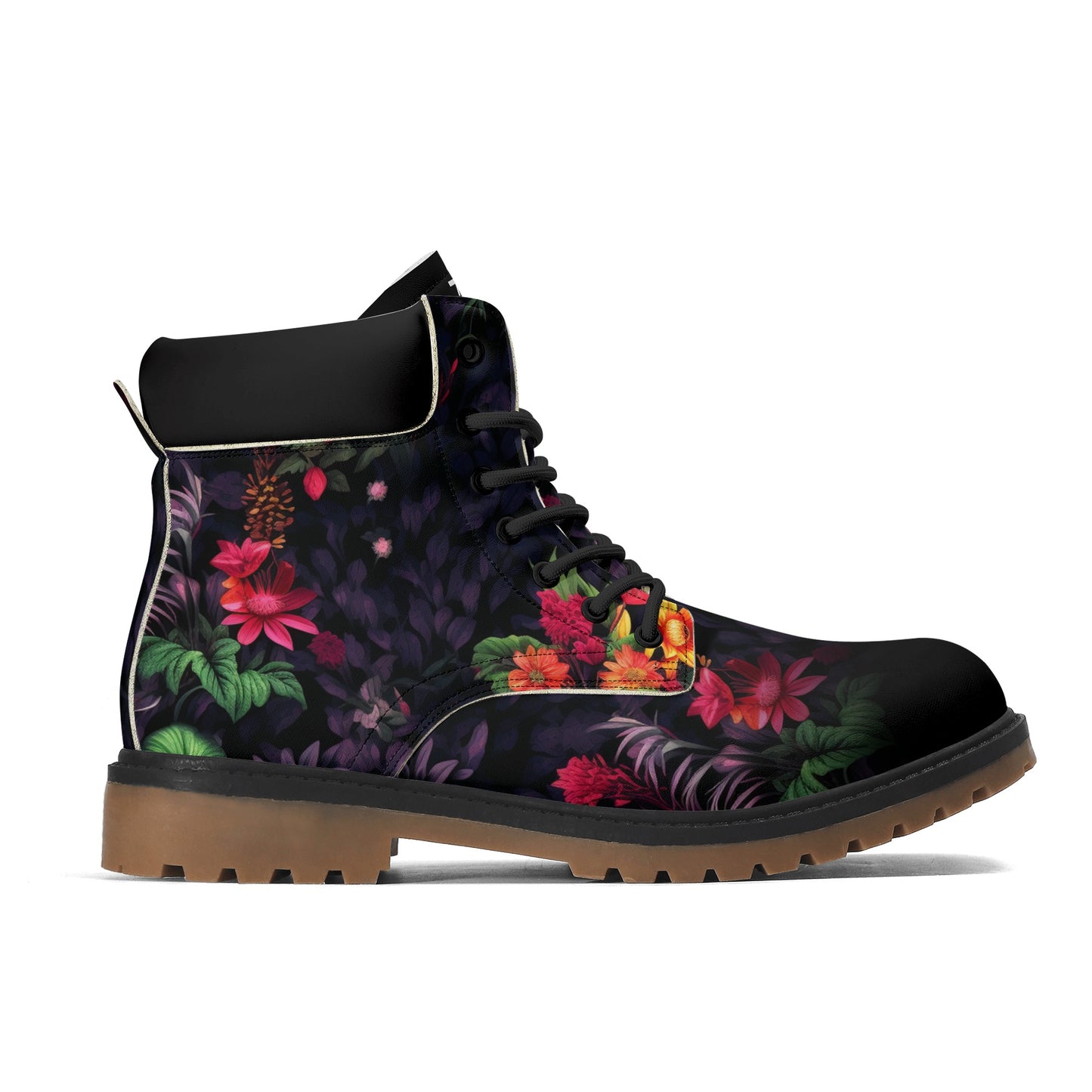 Artified Collection Womens Floral Print Leather All-Season Boots - Neduz Designs, Brown Outsole, Eco-Friendly