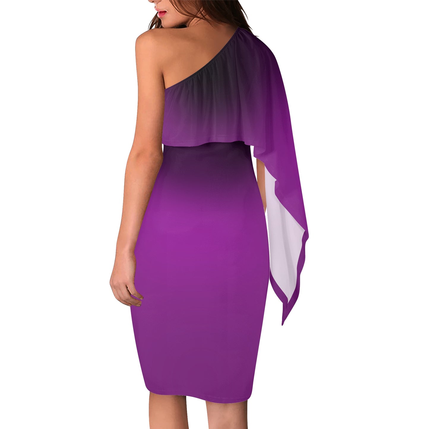 Neduz Womens Purple Ombre Long Sleeve One-Shoulder Midi Dress - Chic and Versatile