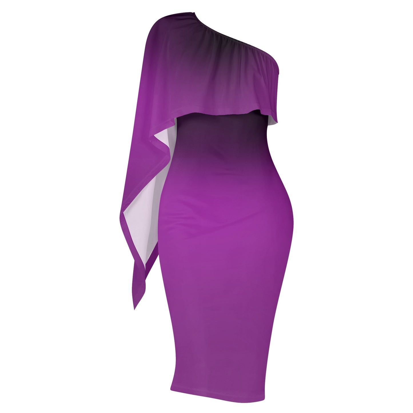 Neduz Womens Purple Ombre Long Sleeve One-Shoulder Midi Dress - Chic and Versatile