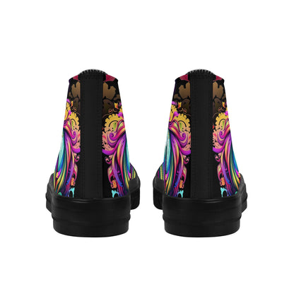 Neduz Womens Unicorn Print High Top Canvas Shoes - Classic Black, Durable & Stylish