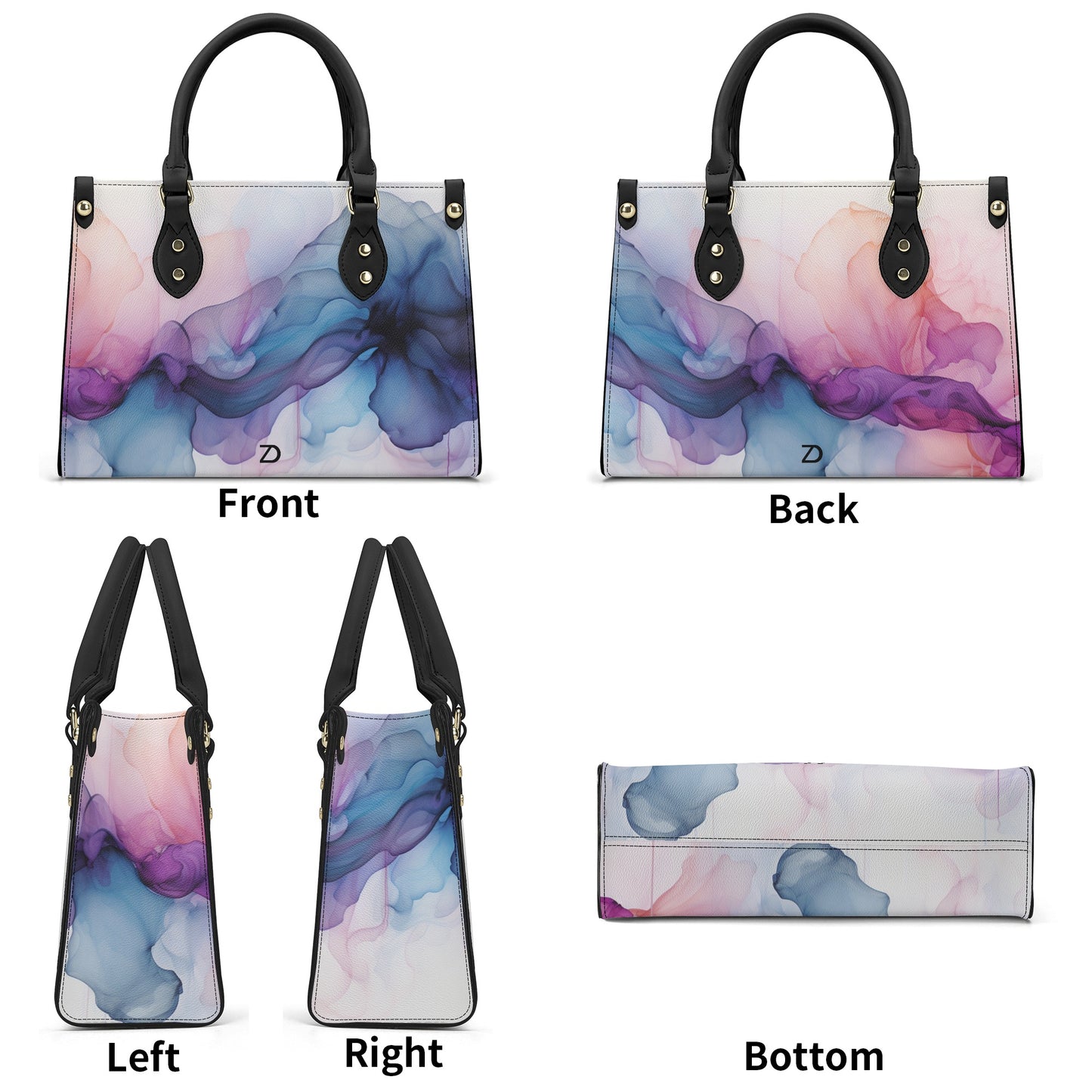 Neduz Designs Dreamscape Collection - Luxury Womens PU Handbag with Pink and Light Blue Smoke Print