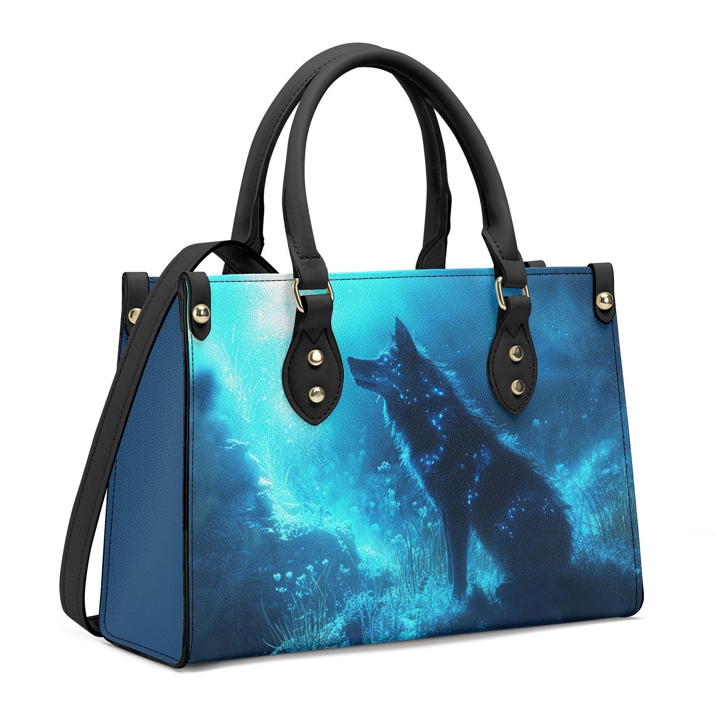 Neduz Enchanted Forest Wolf Spirit PU Handbag - Luxury Womens Handbag with Shoulder Strap