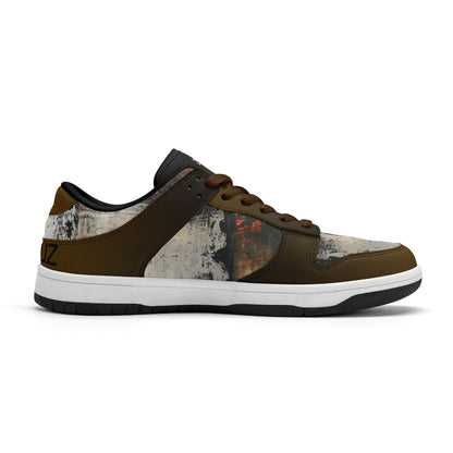 Neduz Artified Dunk Stylish Low Top Leather Sneakers – Abstract Grunge Design
