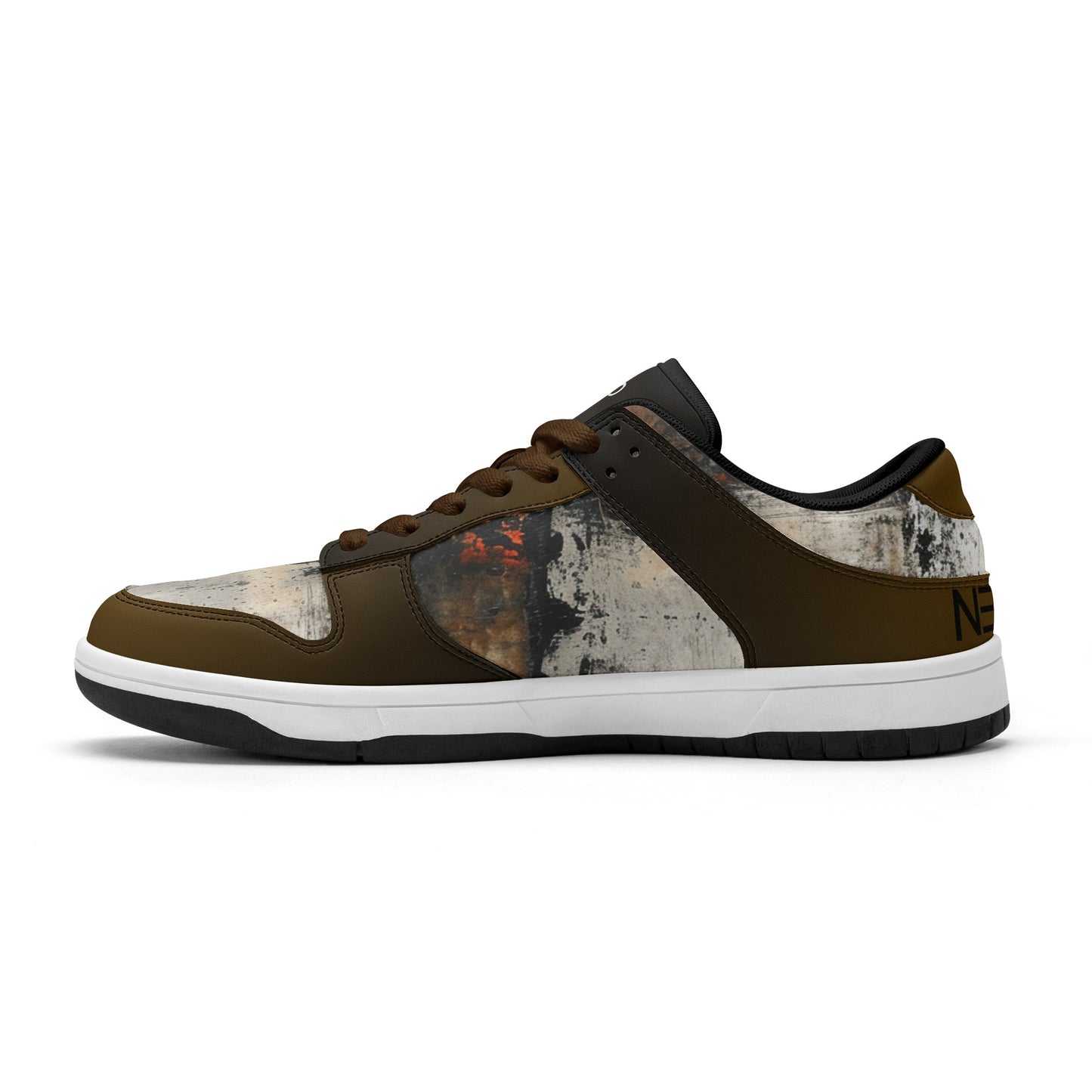 Neduz Artified Dunk Stylish Low Top Leather Sneakers – Abstract Grunge Design