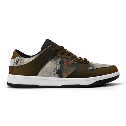 Neduz Artified Dunk Stylish Low Top Leather Sneakers – Abstract Grunge Design