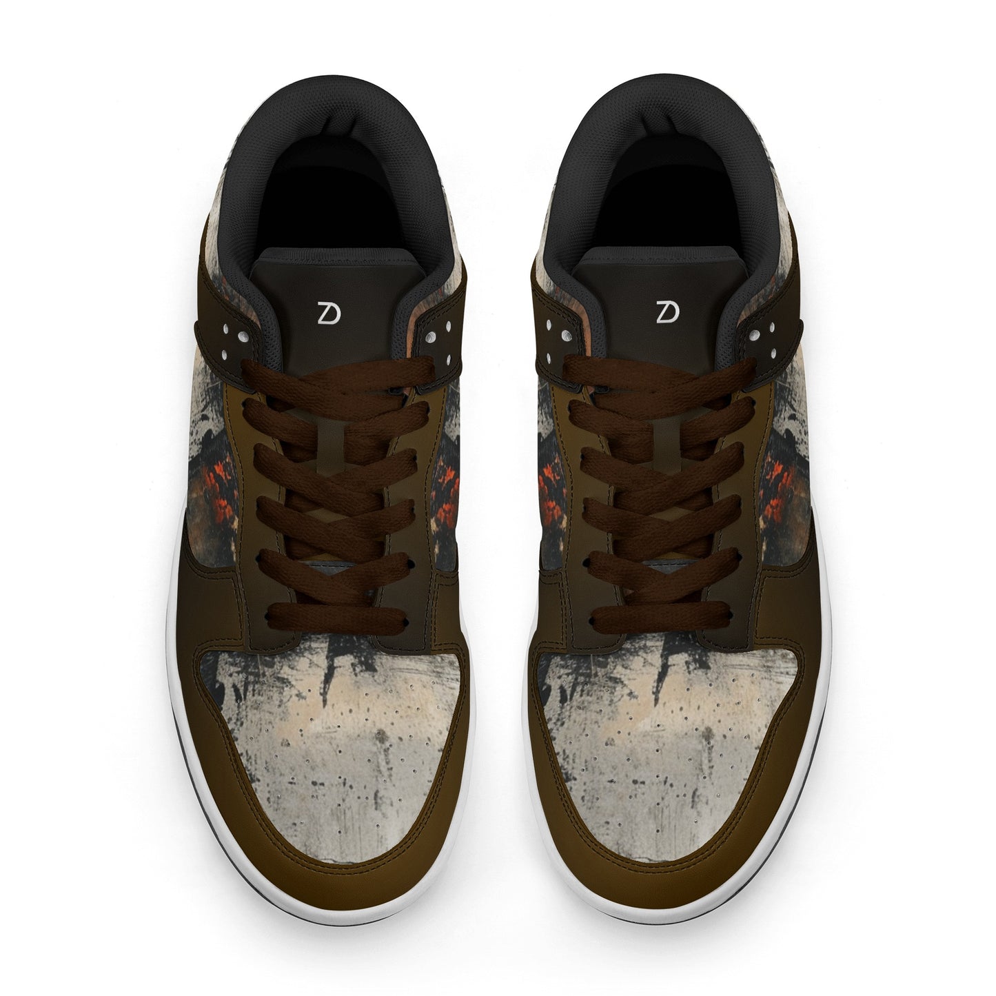 Neduz Artified Dunk Stylish Low Top Leather Sneakers – Abstract Grunge Design