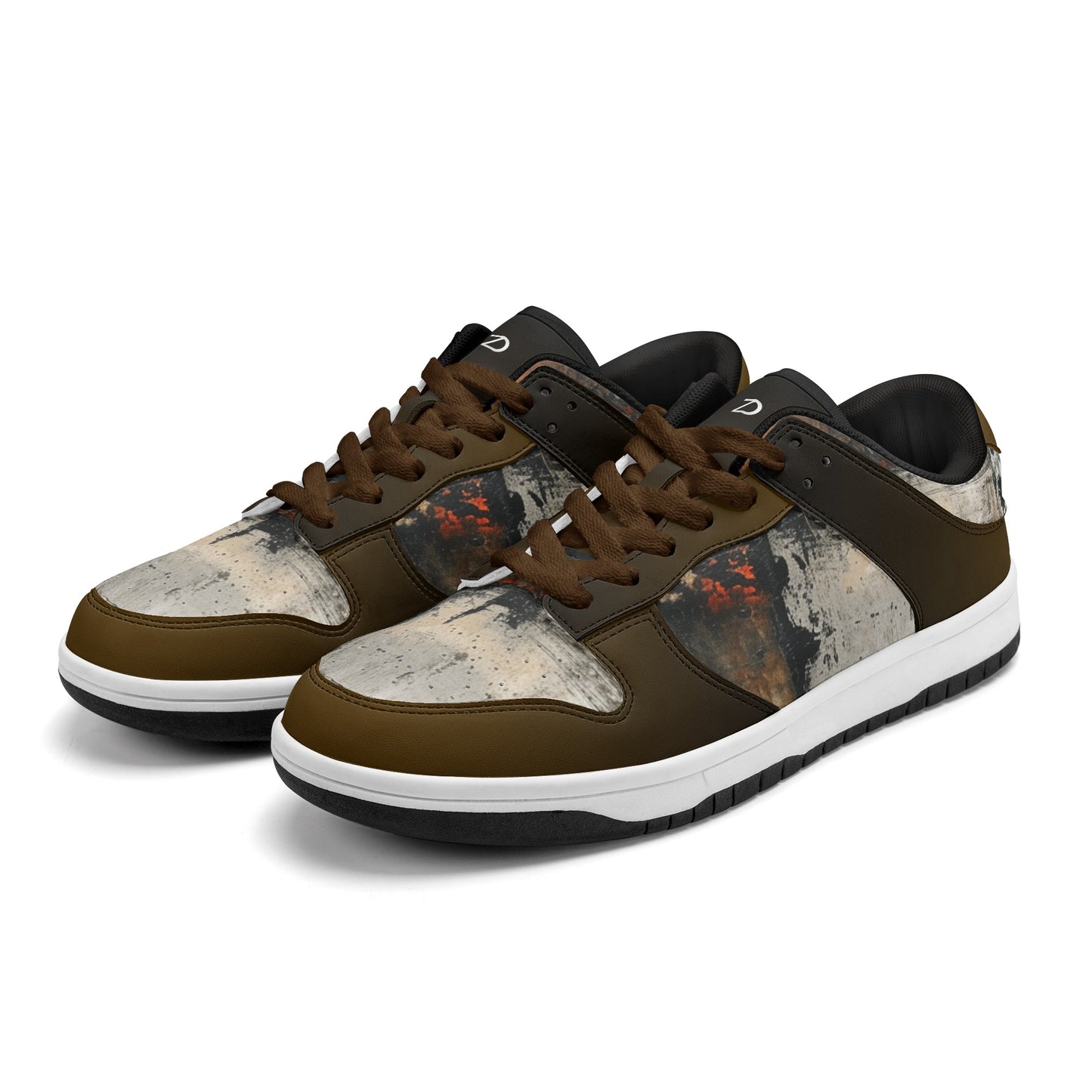 Neduz Artified Dunk Stylish Low Top Leather Sneakers – Abstract Grunge Design