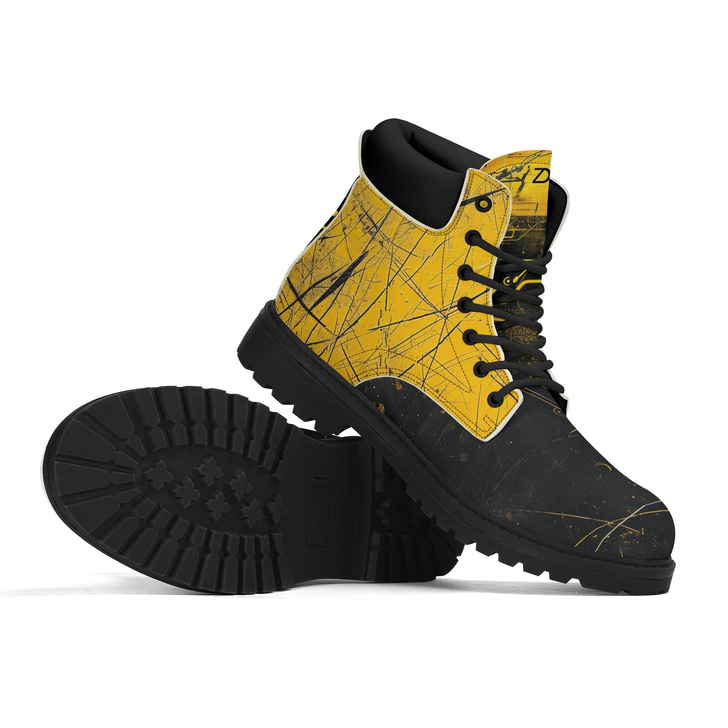 Neduz Cyberpunk Grunge All-Season Unisex Boots - Waterproof Eco-Friendly PU Leather with Black Outsole